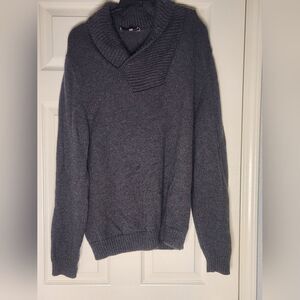 Hickey Freeman L Gray Knitted 100% WOOL Shawl Collar Women’s Sweater ITALY